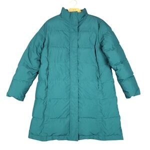LL Bean Ultrawarm Down Coat Womens Medium Petite Teal Green Puffer Jacket 227261